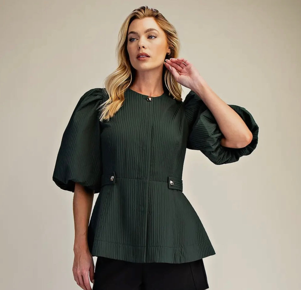 Forest Green Puff Sleeve- Preorder