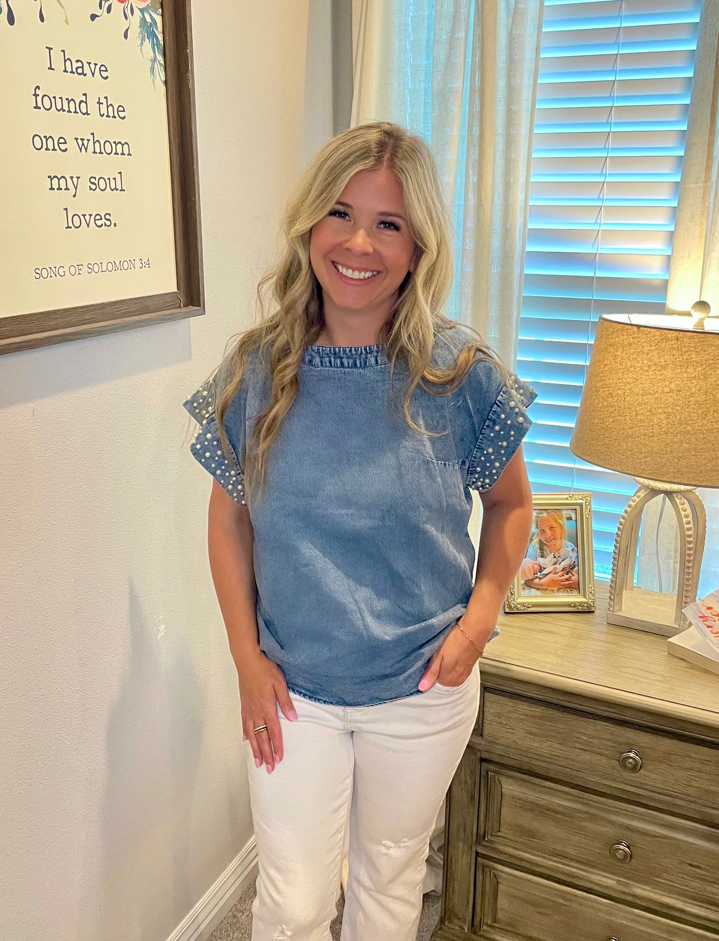 Pearl Denim Top