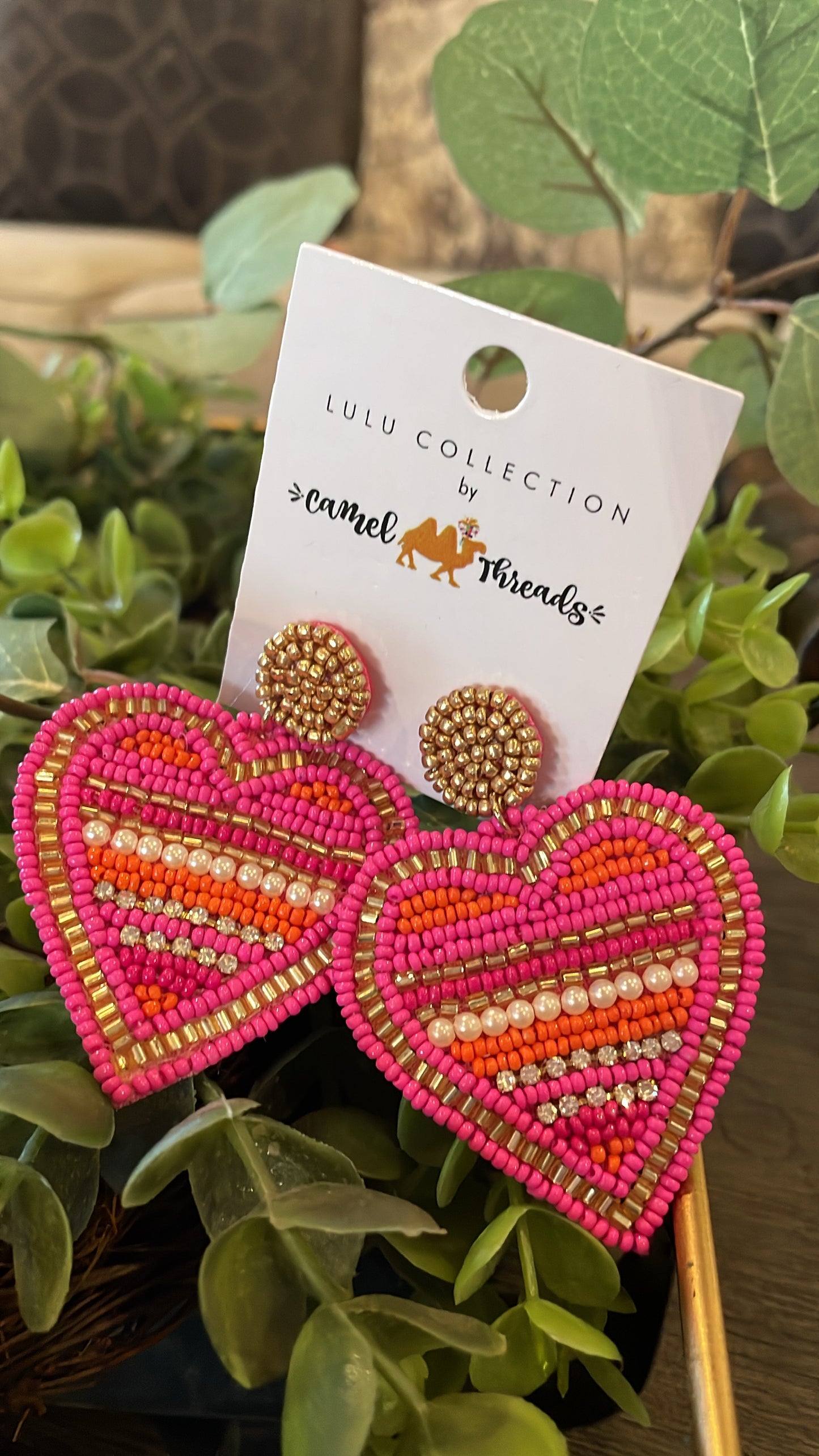 Dark Pink Heart Earrings