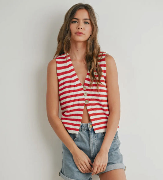 Red & White Striped Vest