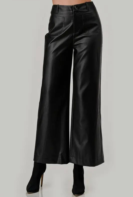 Wide Leg Faux Leather