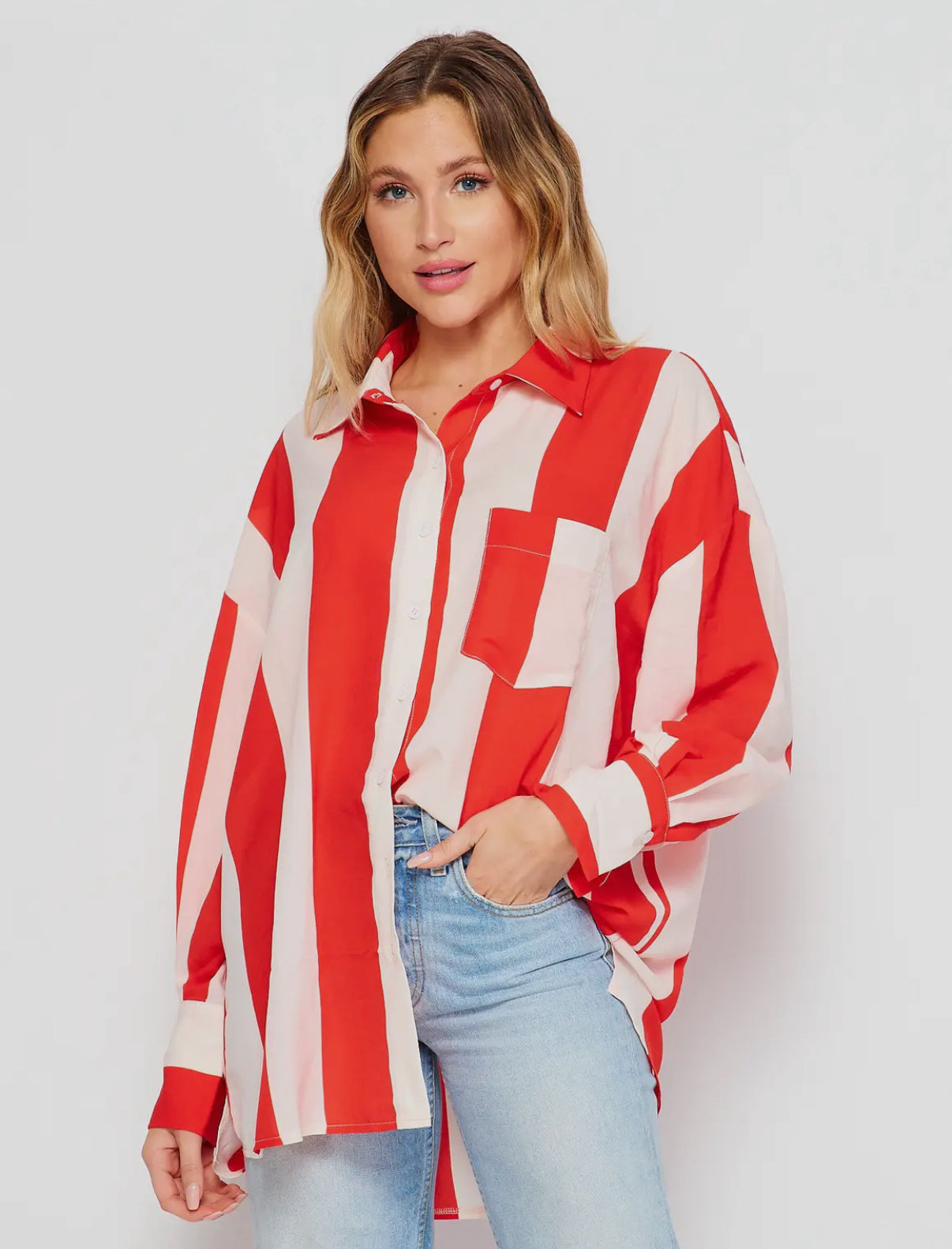 Oversized Striped Button Down