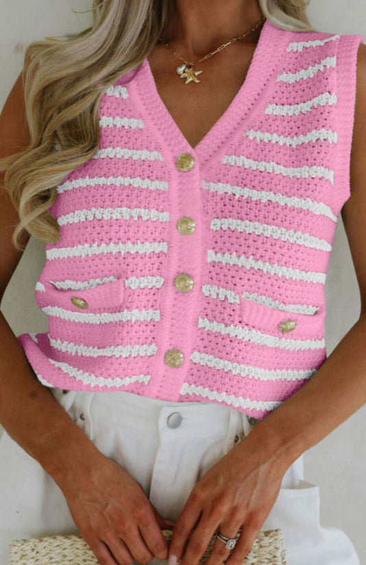 Pink & White Sweater Vest