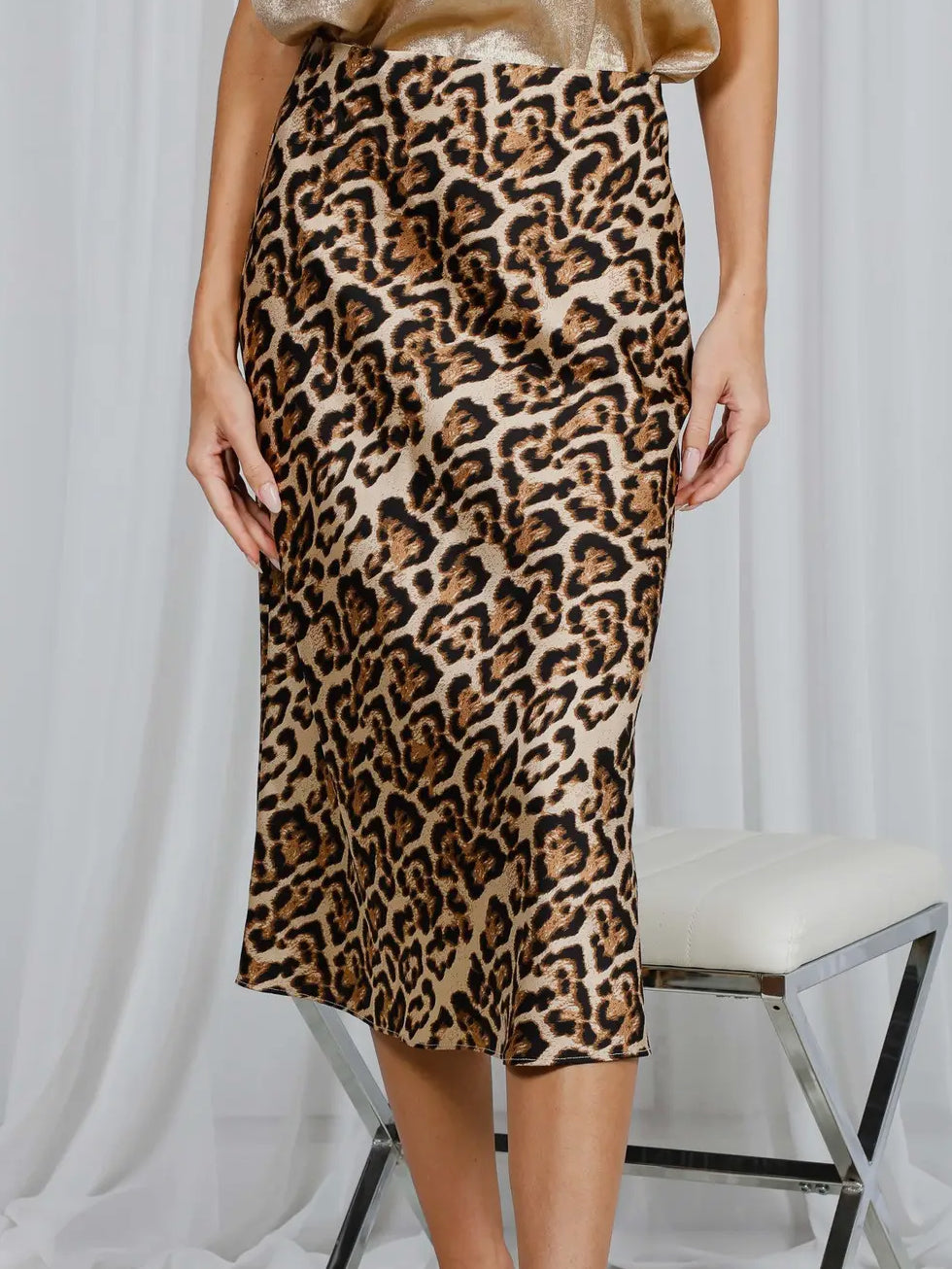Leopard Satin Skirt