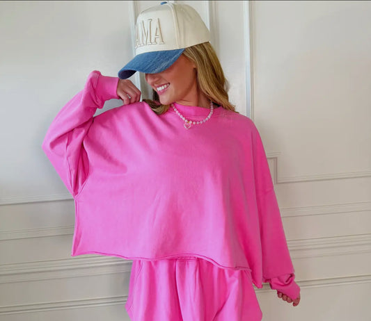 Pink Long Sleeved Crop