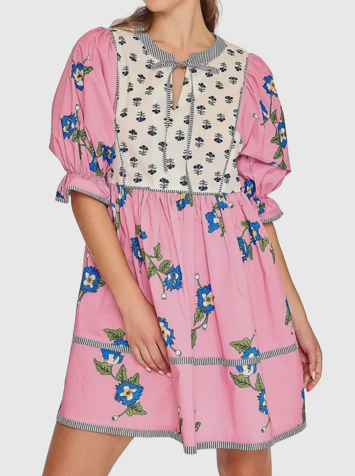 Umgee Floral Puff Sleeve Dress