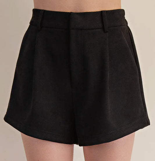 Suede Shorts-Black