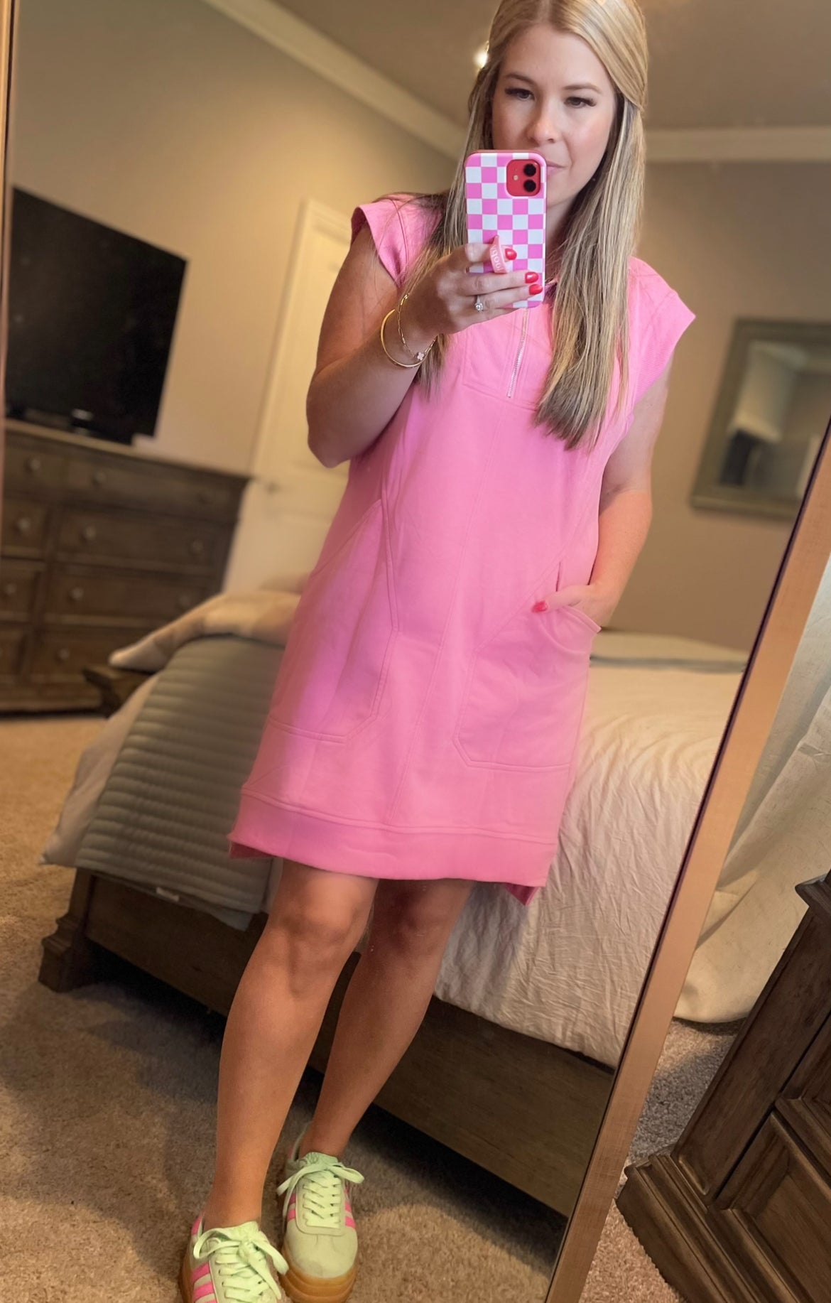 Pink Quarter Zip Dress