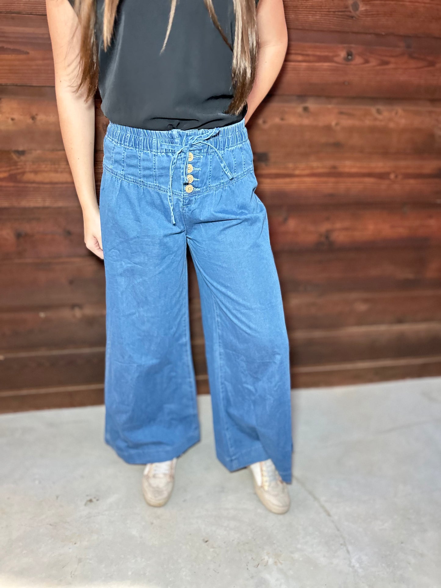 Wide Leg Button Fly Denim