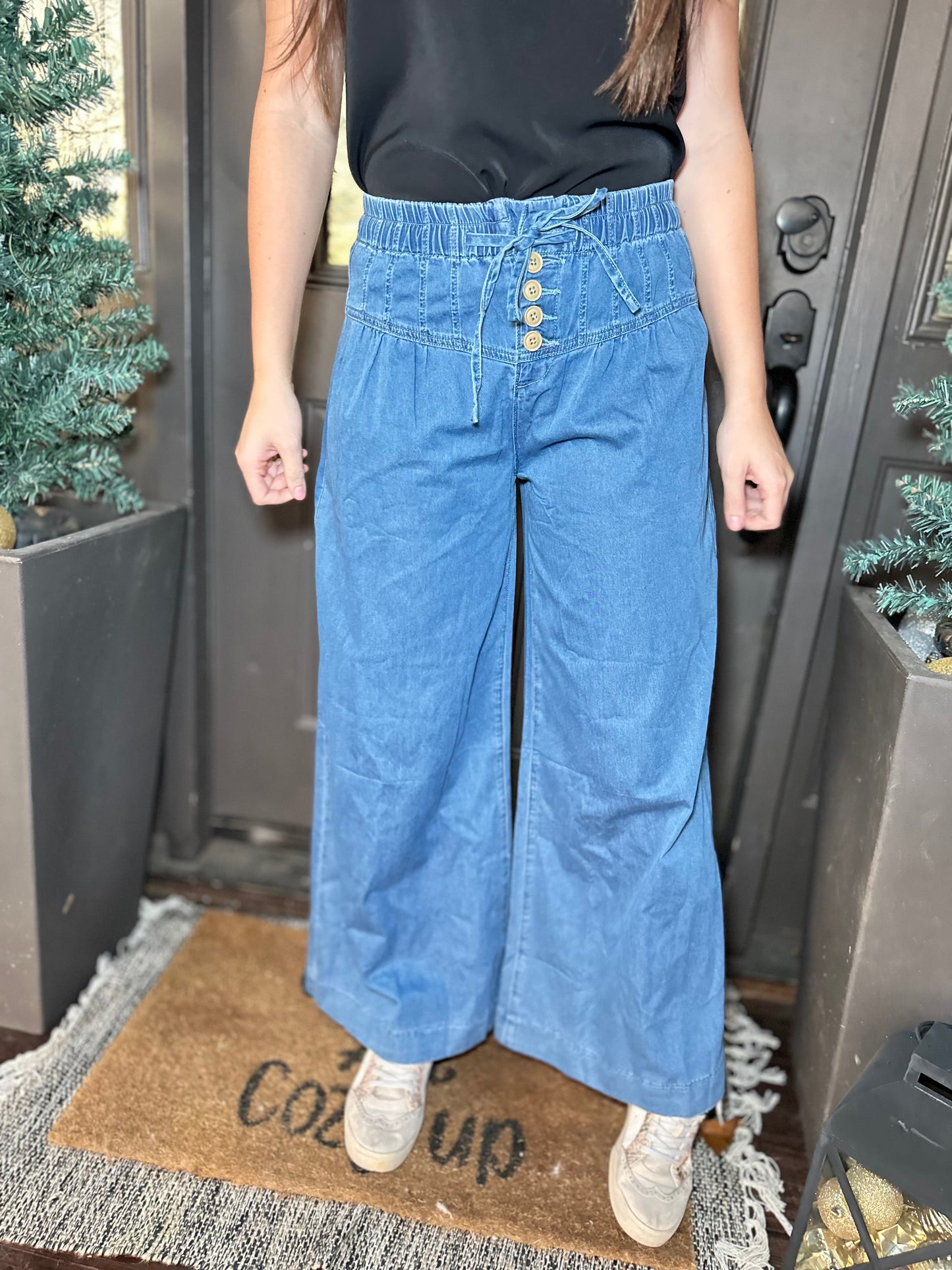 Wide Leg Button Fly Denim