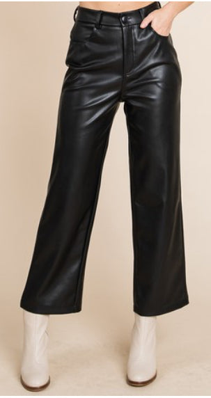 Wide Leg Leather Pant