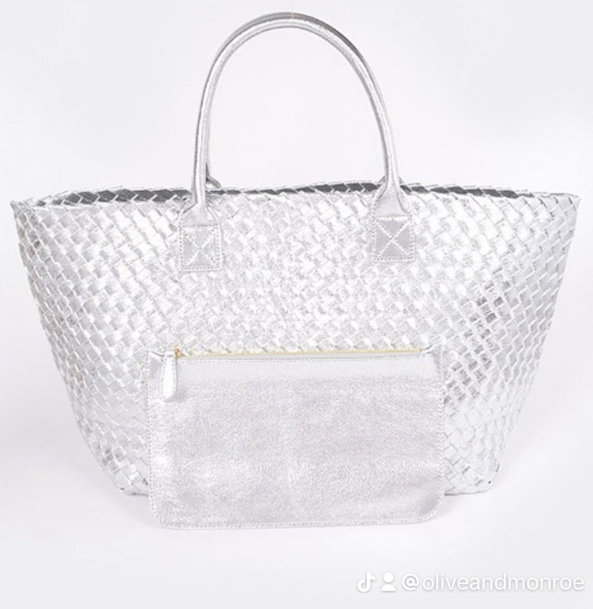 Silver Metallic Faux Leather Bag